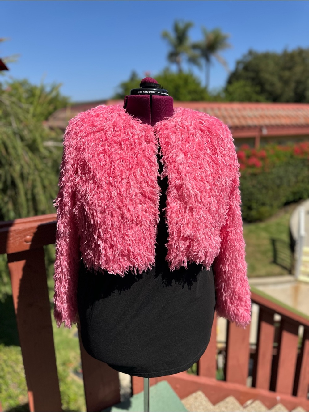 Eloquii  Whimsigoth Fair Festival Pink Faux Feather Fur Cropped Teddy Jacket